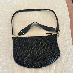 Clare V Black Leather Zig Zag Moyen Messenger